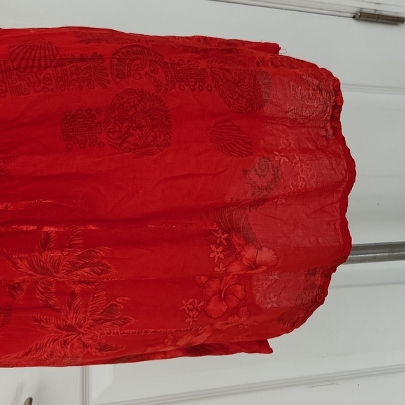 Cabali Red Floral Cover Up - Picture 5 of 13